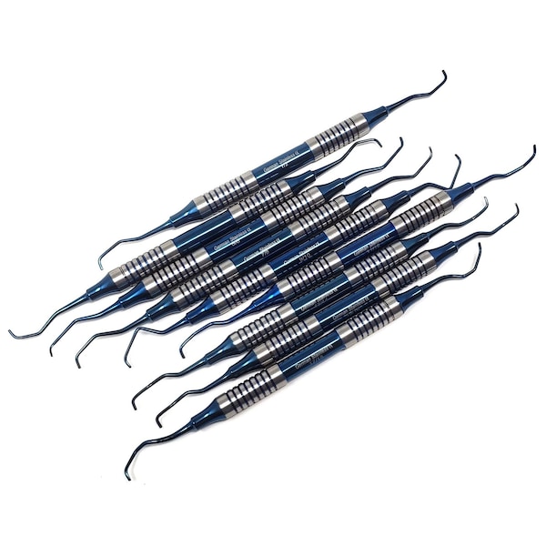 A2Z Scilab 9 Pcs Hollow Handle Blue Titanium Gracey Curettes Stainless Steel Tools A2Z-ZR929 - main